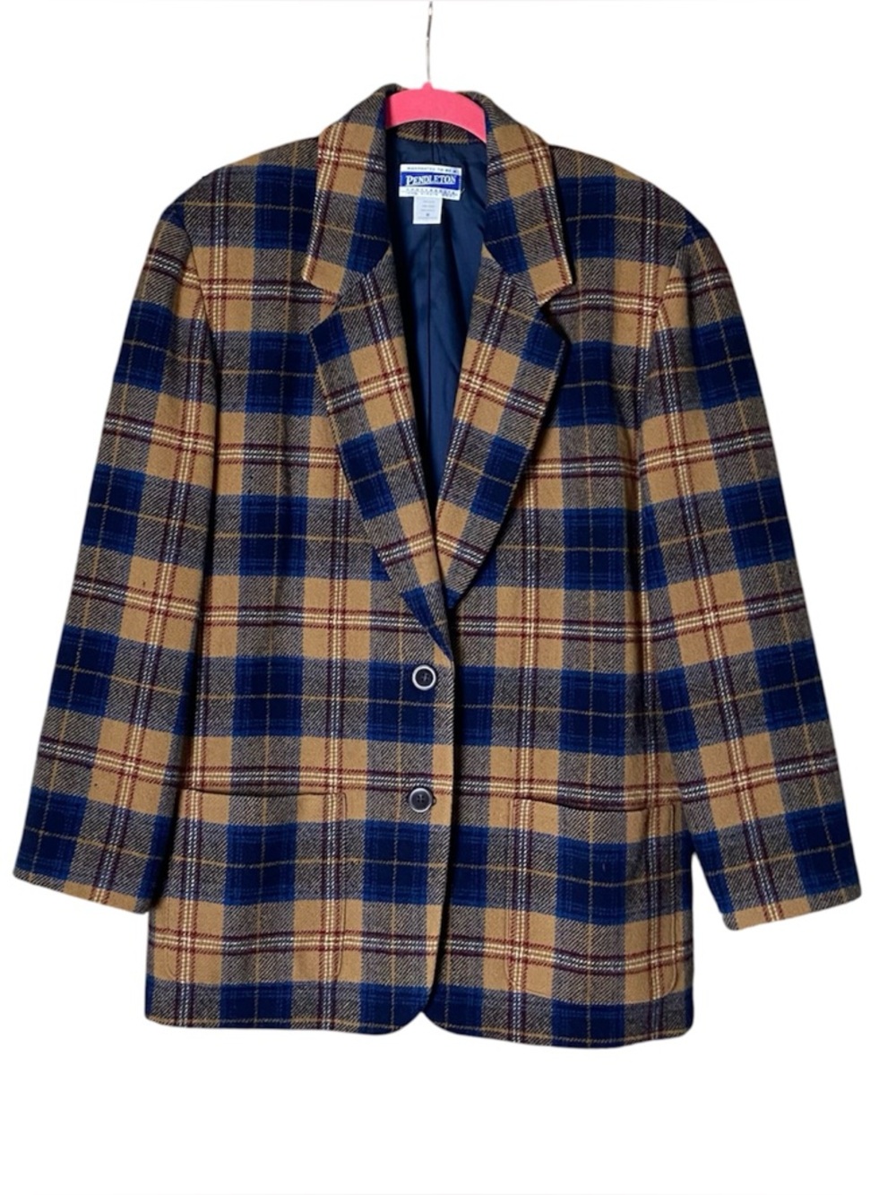 Vintage Pendleton 100% Virgin Wool Plaid Blazer Made in USA Medium